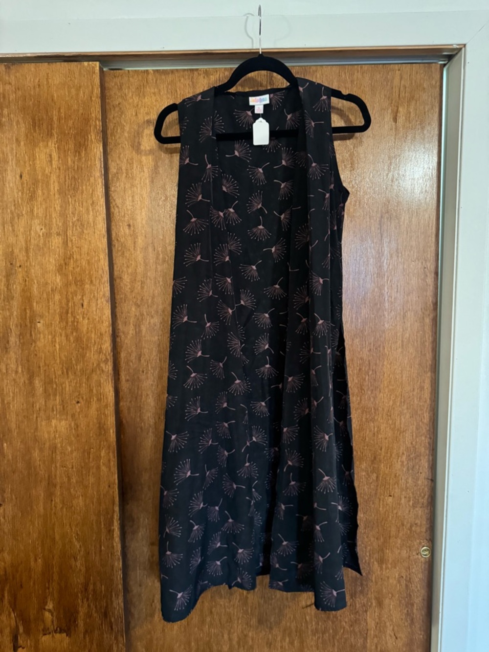 LuLaRoe Black Maxi Dress with Pink Burst Print